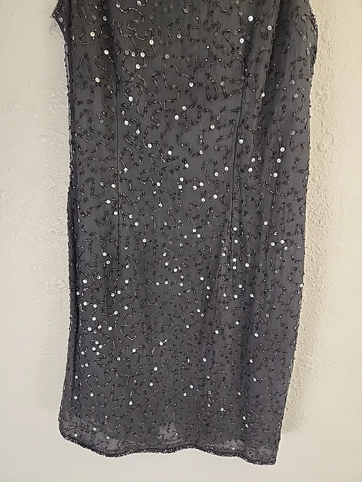 复古 Stenay 黑色串珠亮片鸡尾酒礼服,尺寸 N/A — 第 3/4 张图片
