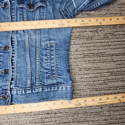 Banana Republic Size M Girl Youth Petite Jacket Long Sleeve Stretch Blue Denim - Picture 3 of 11