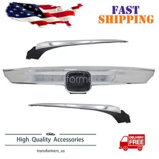 For 2018-2020 Honda Accord Sedan Front Upper Grille Grill Chrome W/Molding 3pc