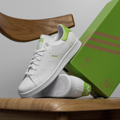Mens Adidas Stan Smith X Disney Kermit The Frog Shoes White