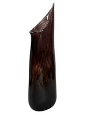 Annie Glass Art Vase Purple Amethyst 14.25” Tall Signed 1995