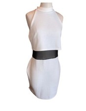 Asos White Popover Cocktail Dress Black Mesh Size 10 Pencil