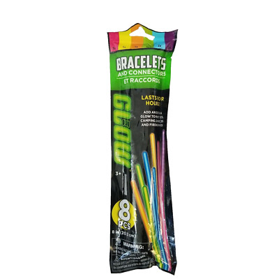Glow Play Sticks Bracelets Multi Color & Connectors - 8pcs 8'' NEW AND SEALED