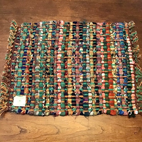 Tischsets Flickenteppich Stil mit Fransen gewebt rustikal Landhaus Kern Boho 4er Set - Bild 5 von 6