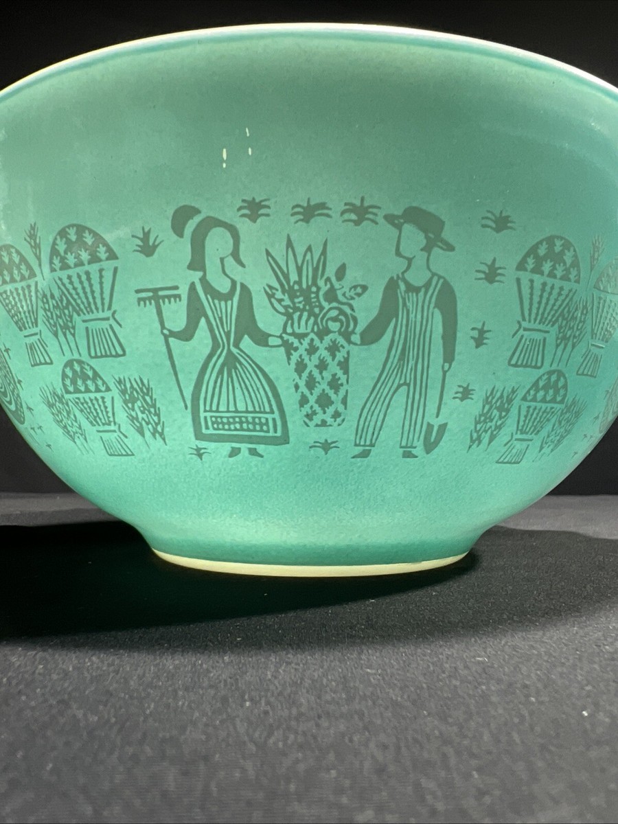 RARE Lady On The Left Pyrex Turquoise Amish Butterprint