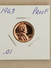 1963~PROOF~ LINCOLN MEMORIAL~ CENT~ PENNY - CHOICE PROOF U.S. COIN IN 2X2 — photo 3