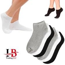 3-6-12 Pairs Men Women No Show Ankle Sport Socks Low Cut Socks Size 9-11 , 10-13