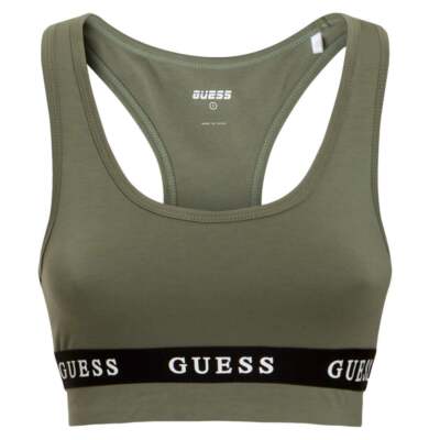 Guess Jeans Womens  Sports Logo T shirt Green Logo tape active bra V2RP07KABR0