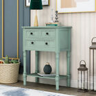 Narrow Console Table, Slim Sofa Table w/ Three Storage Drawers and Bottom Shelf