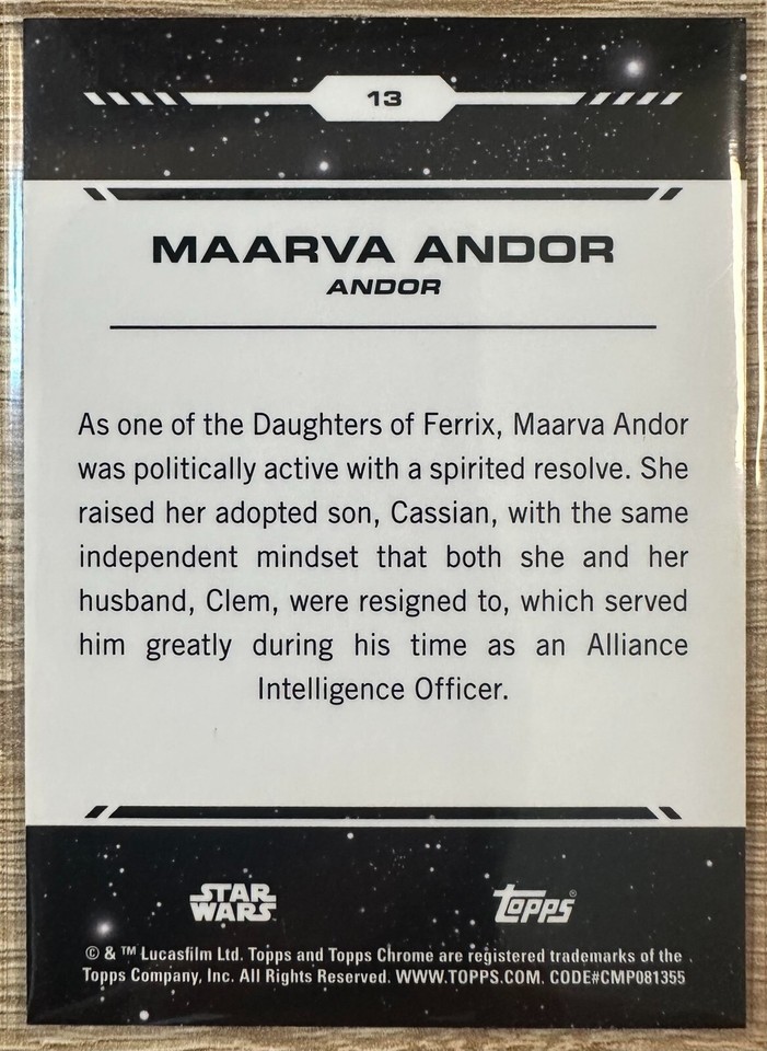 2024 TOPPS STAR WARS CHROME MAARVA ANDOR BLUE REFRACTOR #13 #101/150 | eBay