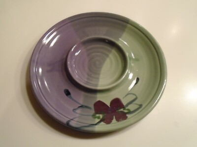 Kent Follette Pottery Snack, Bread/Oil Platter Tray Floral Design 11'' Diameter