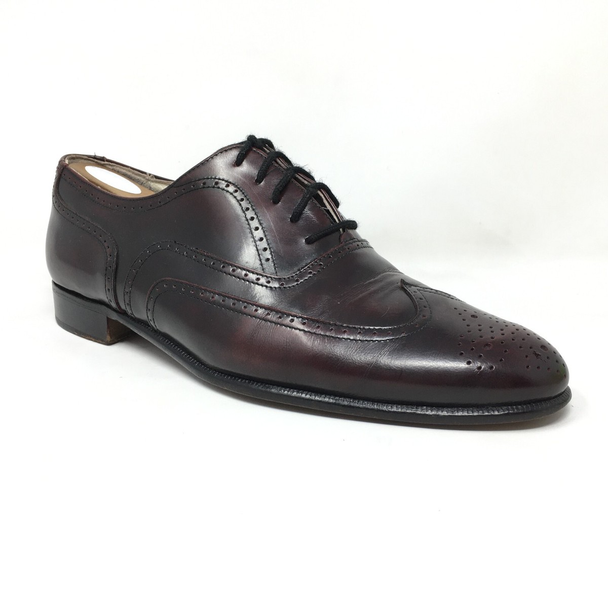 Brass Boots Shoes Mens‎ Oxford Dress Burgundy Leather Italy Wingtip Lace Up 8.5 Handmade Burgundy Leather Wingtip Brogue Oxford Dress Shoes  main image 4