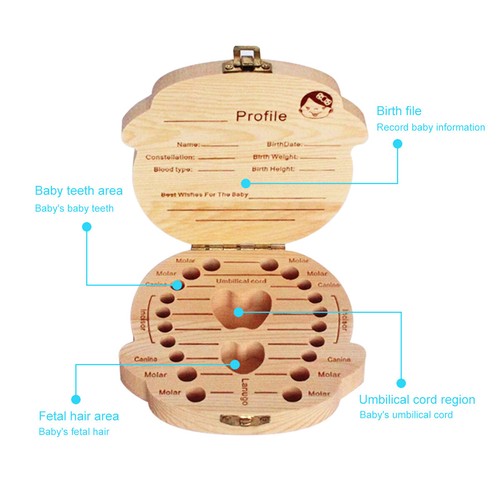 Holz Milchzahn Dose - Junge oder Mädchen - Geschenkidee Zahn Dose Milchzähne Box - Bild 4 von 10