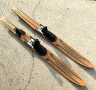 Vintage Competitor Combo Wood Water Skis Teal Details Excellent Condition! 67in