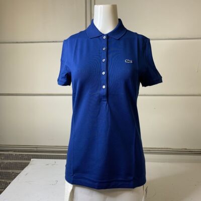 Polo femme LACOSTE coupe slim cinq boutons taille 36-4 bleu marine