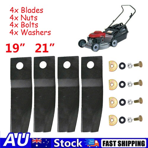 4PCS For 19" 21" HRU195 HRU196 HRU216 Lawn Mower Blades & Bolts