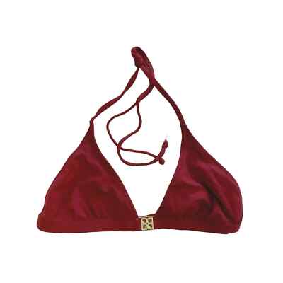 BCBG Chili (Red) Halter-Style Bikini Top - Elegant Beachwear - Size L