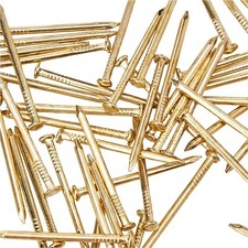 Picture Nails Pins - Hardened Photo Frame Tacks Electro Brass Wall Hanging x 50