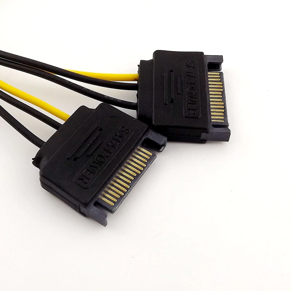 1pc 2x SATA 15 Pin Male to PCI-E PCI Express 6Pin Video Card Power Adapter Cable - Image 4 of 4