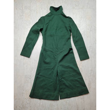 Vintage 1970s Green Jumper Jumpsuit Bell Bottoms Flare Capri Shorts Handmade