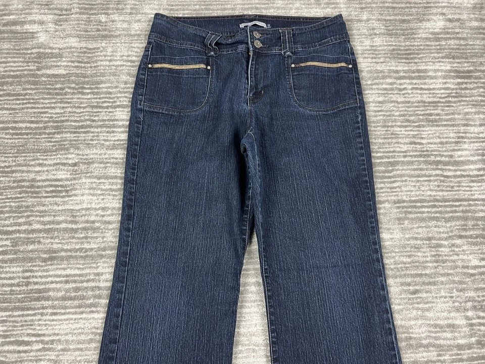 Pantalones de mezclilla Bandolino Blu para mujer 12 azul lavado oscuro mezcla de algodón recto Foto 2 de 4