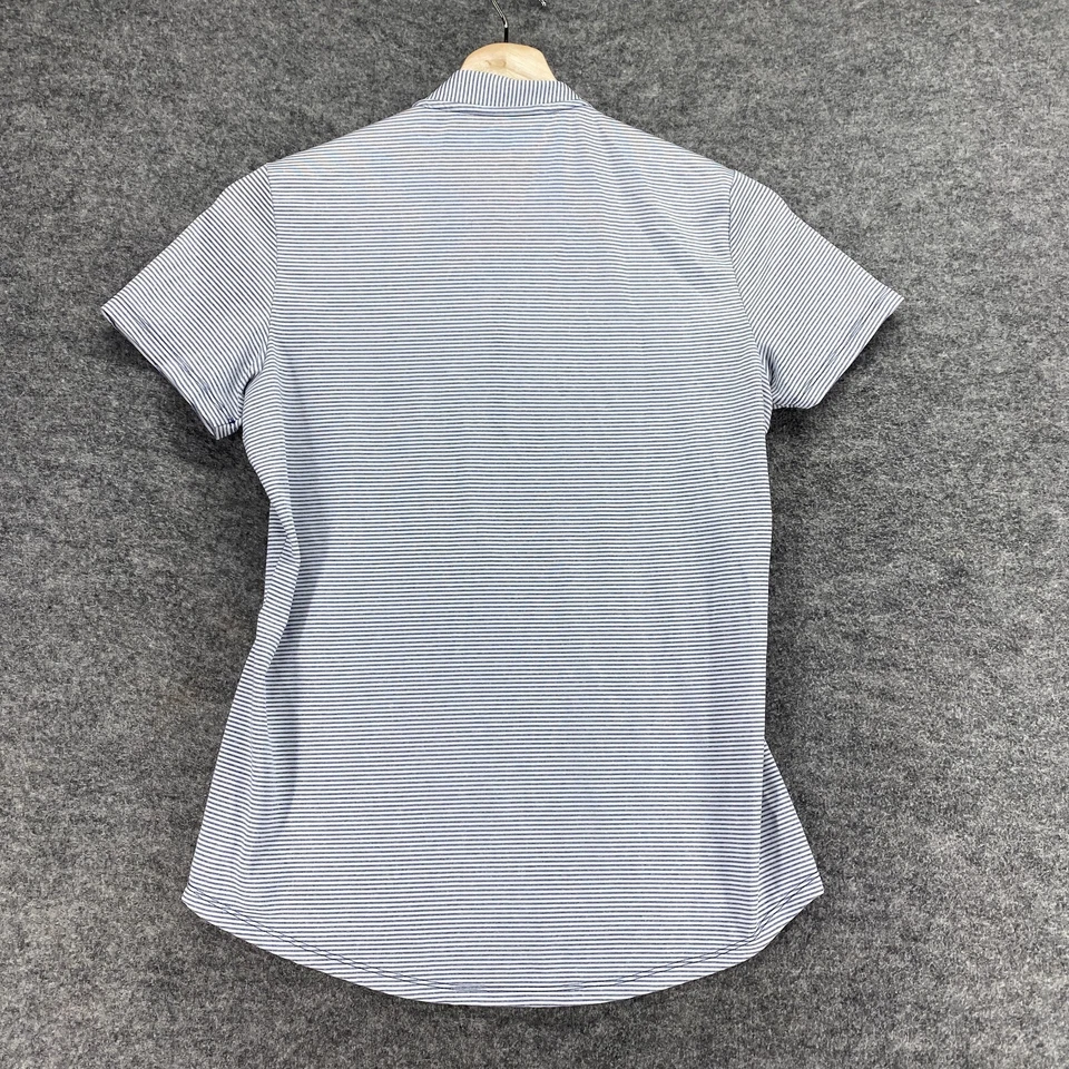 Adidas Ropa Deportiva Top Mujer XS Gris Rayas Cremallera Cuello Redondo Manga Corta Golf Foto 2 de 4