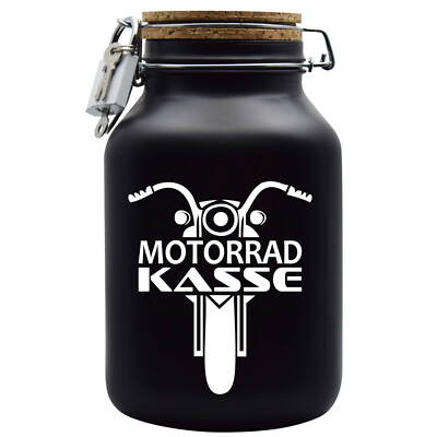 Spardose Geld Geschenk Ideen Motorrad Kasse Schwarz Größe XXL 3 Liter 