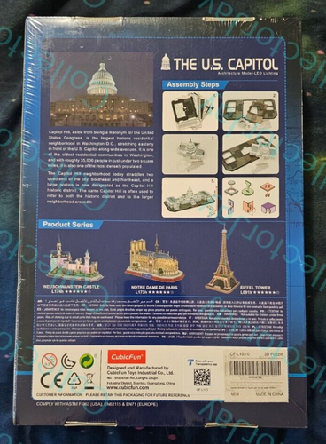 CubicFun LED U.S. Capitol 3D Puzzle, Lighting Up Architecture Building Model New - Picture 2 of 2