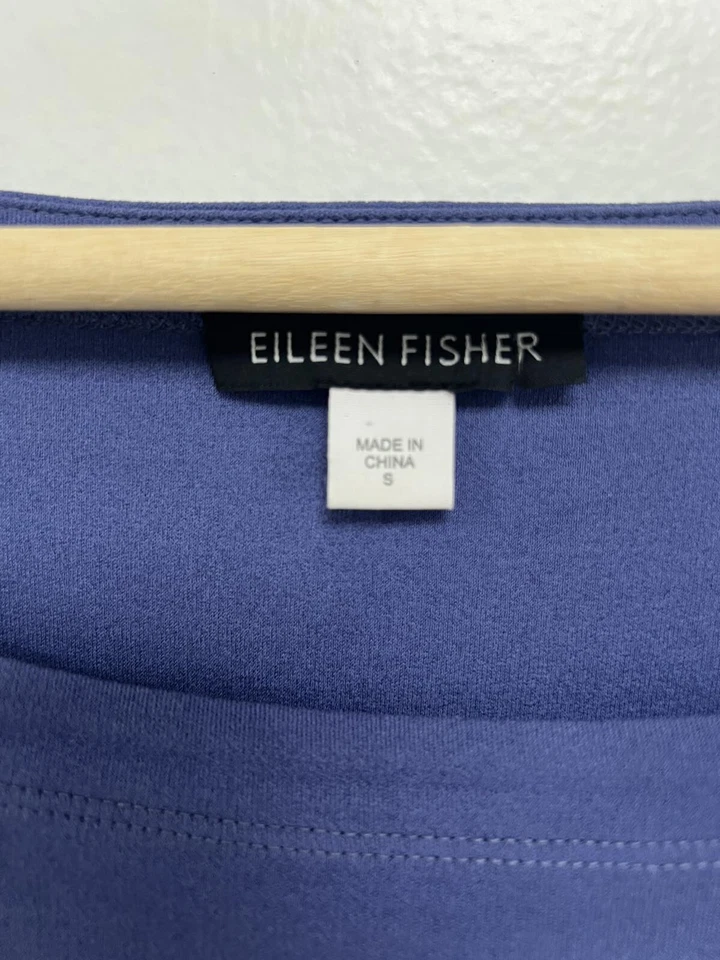 Camiseta para dormir EILEEN FISHER para mujer cuello redondo entrelazado seda azul marino pequeña Foto 3 de 4