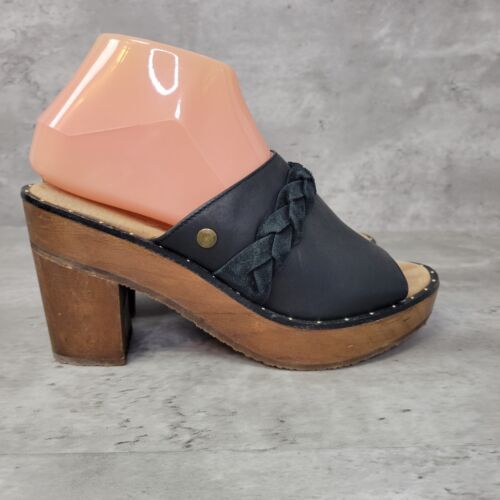 Free People Clogs Womens Size 7 EU Size 37 Black Studded Heeled Shoe Sandal - Picture 3 of 11
