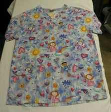 Womens Scrubs, Hearts and Angels, Blue, Size S