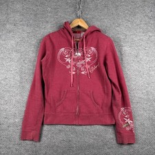 Vintage Billabong Hoodie Womens Large L Pink Y2K Mall Goth Logo Full Zip Surf
