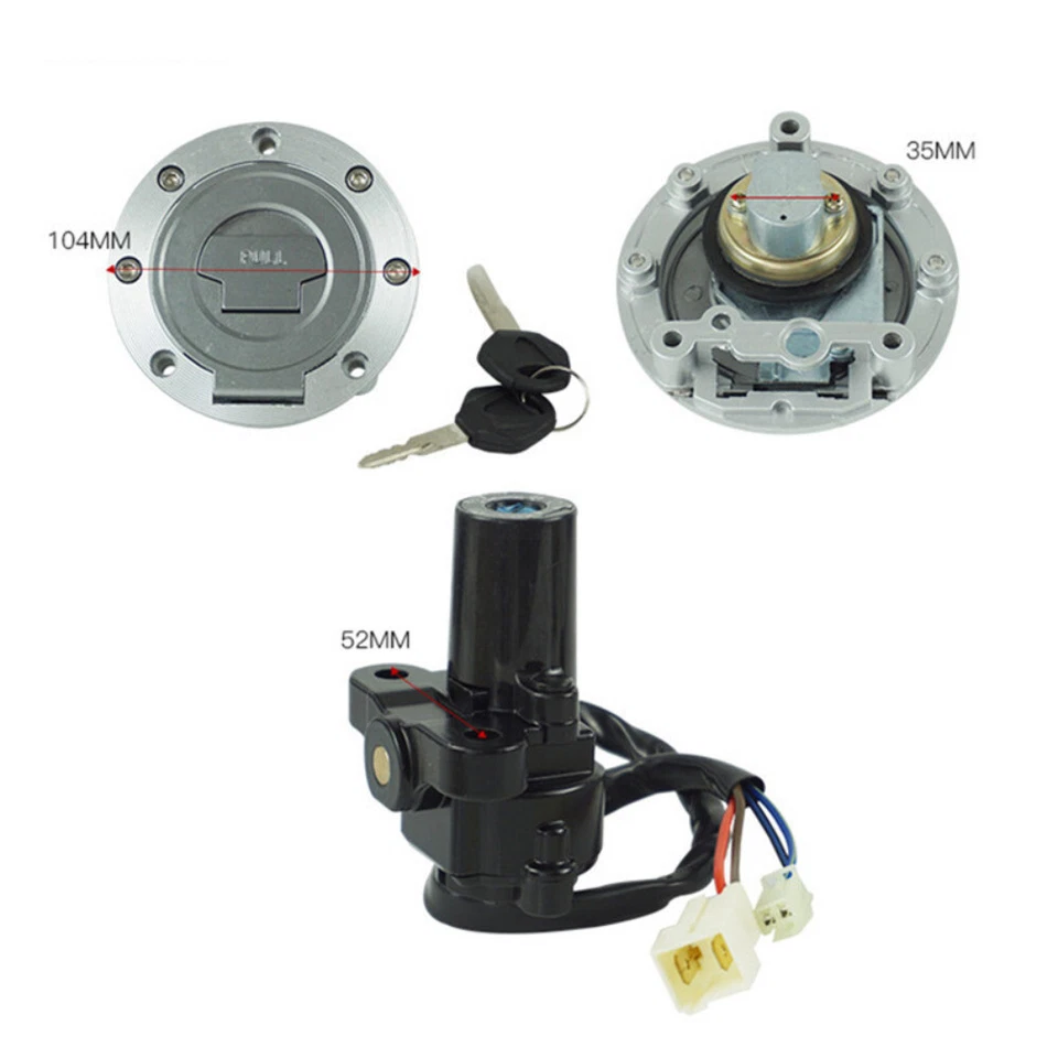 Interruptor de encendido de tapa de gas combustible bloqueo de asiento con juego de llaves para Yamaha YZF R1 R6 FZ6 Foto 3 de 4