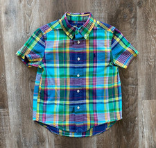 RALPH LAUREN Polo Multicolor Plaid Short Sleeve Button Down Shirt Boy's Size 5