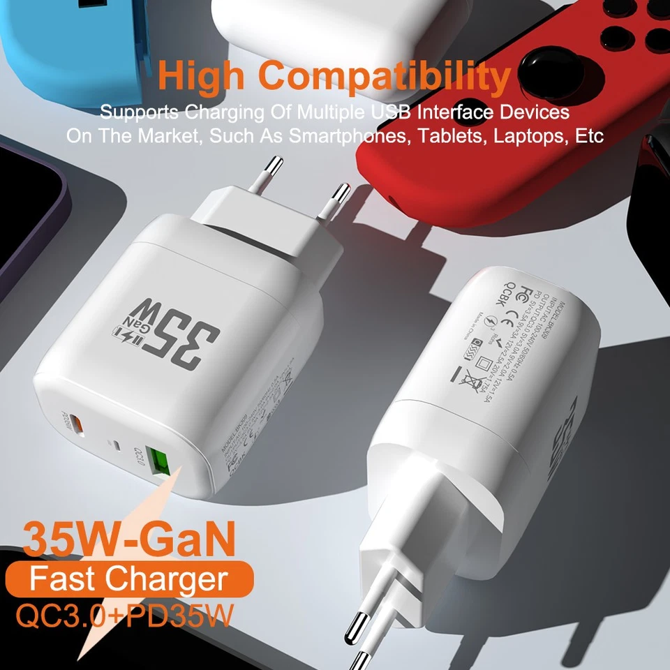 Maleyin 35W Schnell Ladeadapter USB-C + USB-A Ladegerät Netzteil Poweradapter - Bild 4 von 4