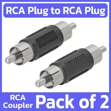 2 Pack RCA to RCA Adapter Male Coupler RCA Cable Extender Connector Converter