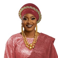 Gele Headtie Wedding Party Cap Women African Nigerian Headwrap Bonnet Headwear