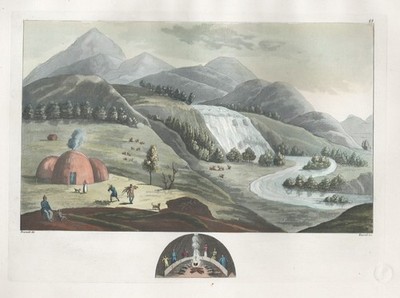 Lapland Finland Suomi Fishermen Fishing Aquatinta Etching Ferrario 1820
