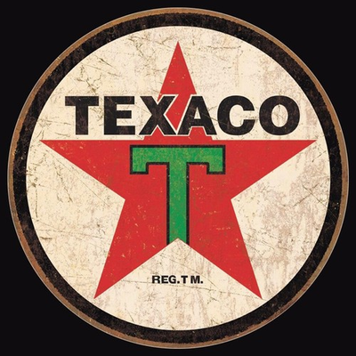 #ad #ad Texaco Sign Motor Oil Gasoline Round Metal Tin Vintage Style Green T 12#x27;#x27; Gas $17.57