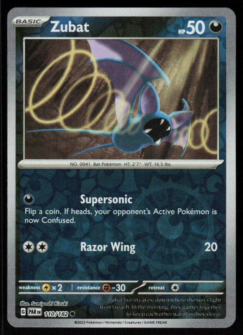 Zubat 110/182 Common Paradox Rift Pokemon Reverse Holo Near Mint