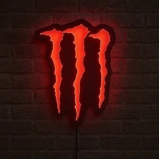 Monster Energy RED LED Light Sign - For Man Cave, Bar, Garage, Bedroom, Office 