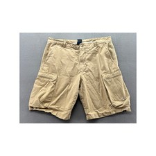 VTG Nike Mens Cargo Shorts Sz 36 Khaki Ripstop Zipper Pockets Embroidered Swoosh