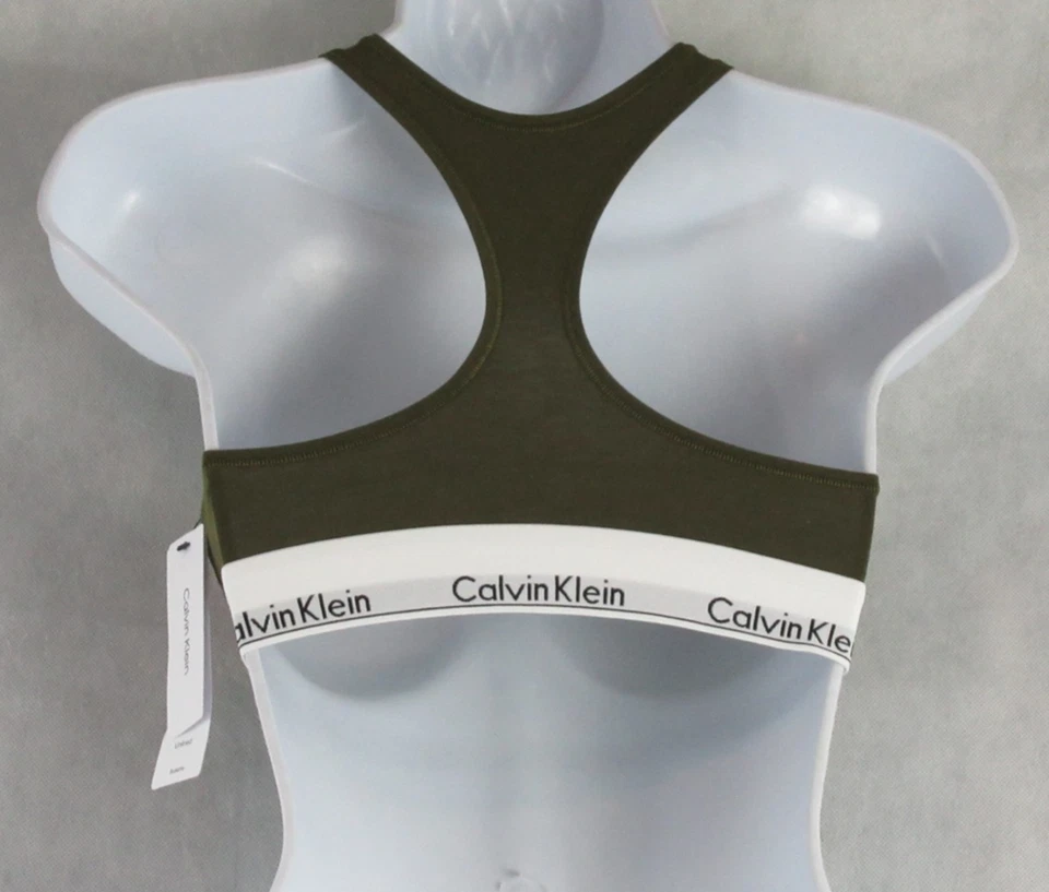 Bralette moderno de algodón para mujer Calvin Klein, verde oliva, mediano 38A/36B/34C-D Foto 4 de 4