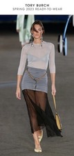 Tory Burch SS 2023 Silk Skirt Gray Black Modo Size US 10 UK 14 BNWT