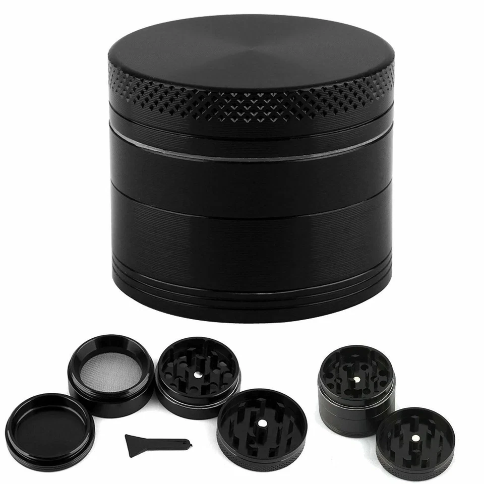 Personalised Engraved 4-Part Metal Tobacco Crusher Herb Grinder 50mm 63mm Black - Image 3 of 4