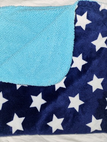 Garanimals Baby Blanket Dark Light Blue Star Sherpa back - Picture 10 of 12