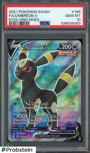 2021 Pokemon SWSH Evolving Skies #188 FA/Umbreon V PSA 10 GEM MINT