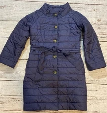 PUNKY KLAN Italy PUFFER Jacket Women’s Long Coat Size M Navy Blue NEW
