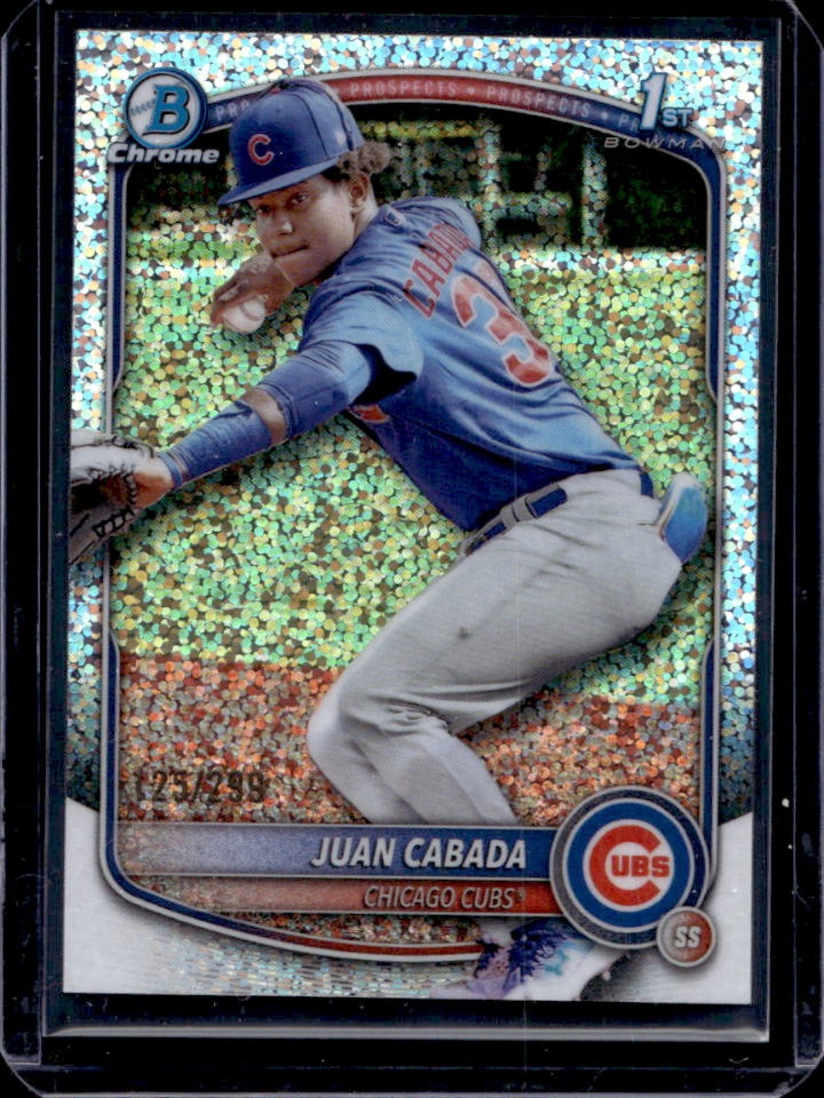 2025 Bowman Chrome Juan Cabada Speckle Refractor 1st #125/299 Cubs