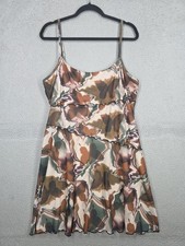 Cider Dress 2XL Tiered Sundress Butterfly Print Earth Tone Spaghetti Strap 